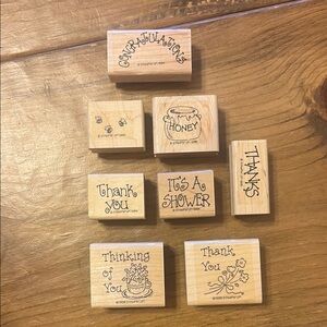 Stampin' Up! Wooden Stamp Set of 8 Congrats 🎉Thanks Thinking of You 🙂